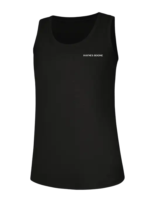 Womens Black Perfect Tri Racerback Tank w/Haynes & Boone Logo