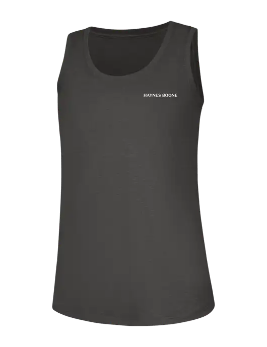 Womens Dark Grey Heather Perfect Tri Racerback Tank w/Haynes & Boone Logo