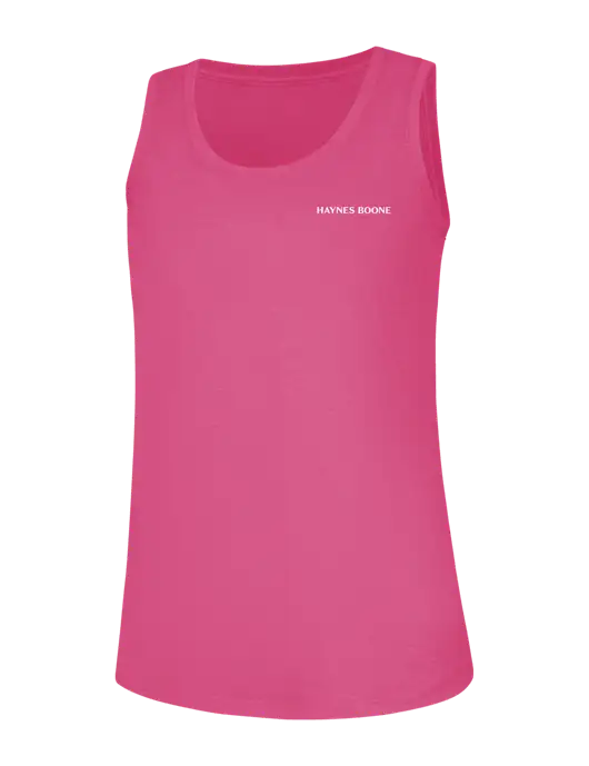 Womens Fuchsia Frost Perfect Tri Racerback Tank w/Haynes & Boone Logo