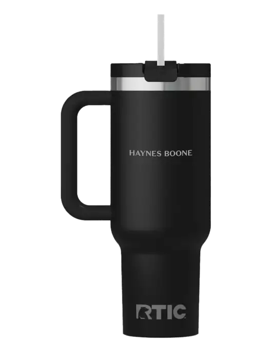 RTIC Road Trip 40 oz Black Tumbler  w/Haynes & Boone Logo