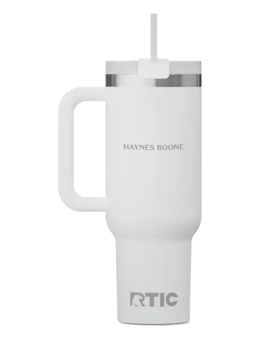RTIC Road Trip 40 oz White Tumbler  w/Haynes & Boone Logo