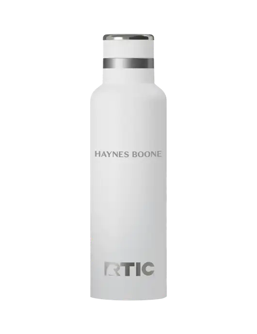 RTIC Journey 20 oz White Bottle w/Haynes & Boone Logo
