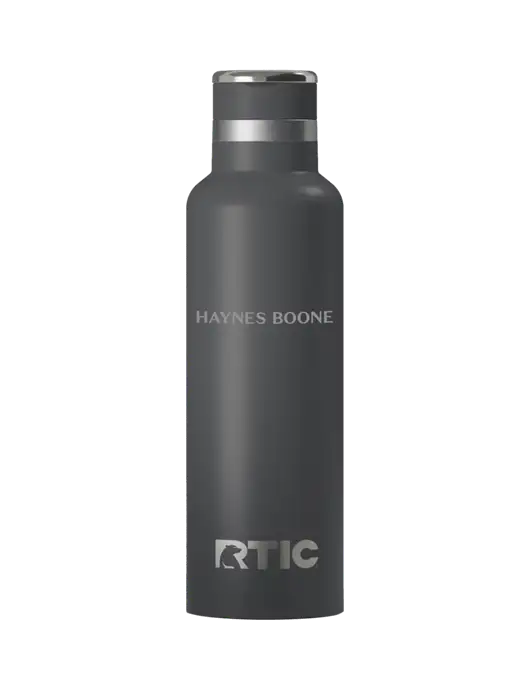 RTIC Journey 20 oz Charcoal Bottle w/Haynes & Boone Logo