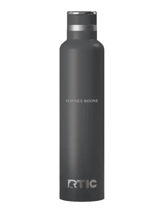 RTIC Journey 26 oz Charcoal Bottle w/Haynes & Boone Logo