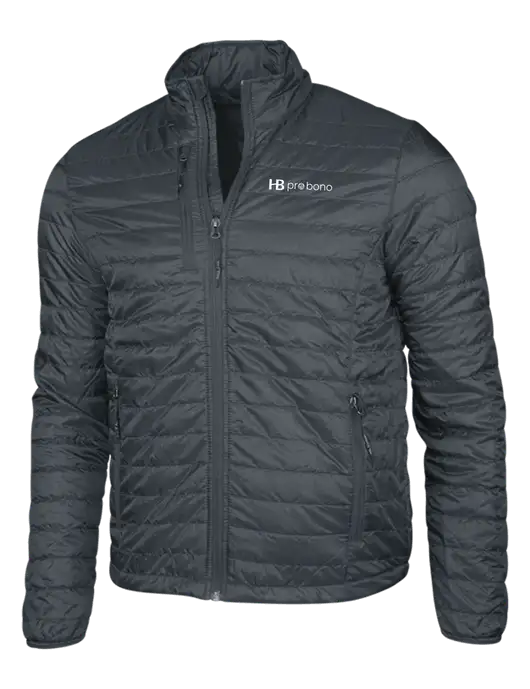 Dark Grey Puffy Packable Jacket w/Pro Bono Logo