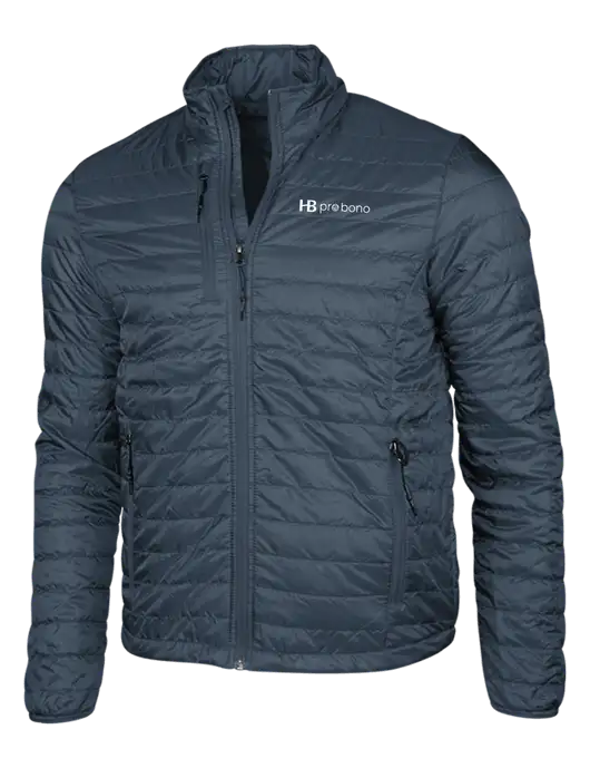 Navy Puffy Packable Jacket w/Pro Bono Logo