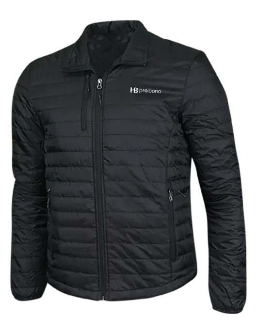 Deep Black Puffy Packable Jacket w/Pro Bono Logo