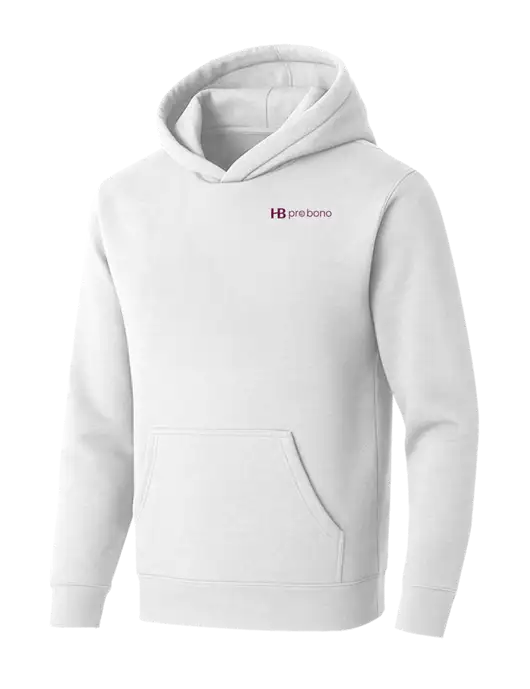BELLA+CANVAS Heathered White Sponge Fleece Pullover Hoodie w/Pro Bono Logo