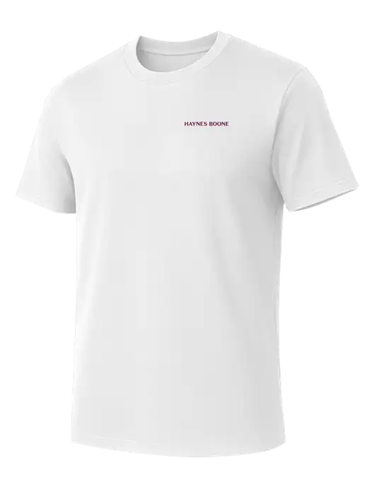 Allmade Bright White Organic Cotton Tee w/Haynes & Boone Logo