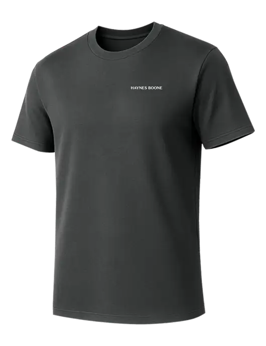 Allmade Charcoal Grey Organic Cotton Tee w/Haynes & Boone Logo