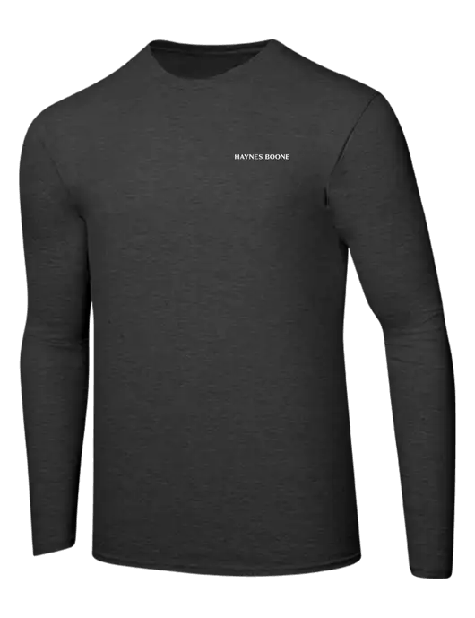 Ring Spun Dark Heather Grey 4.5 oz Long Sleeve T-Shirt w/Haynes & Boone Logo