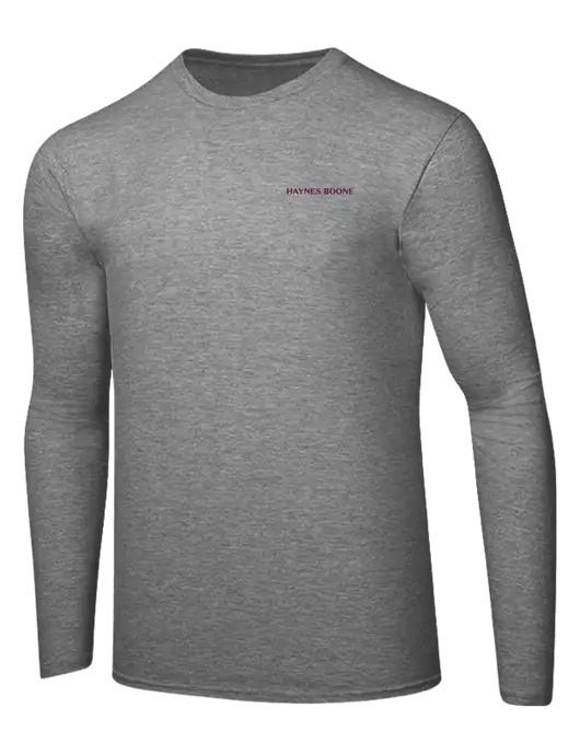 Ring Spun Light Heather Grey 4.5 oz Long Sleeve T-Shirt w/Haynes & Boone Logo