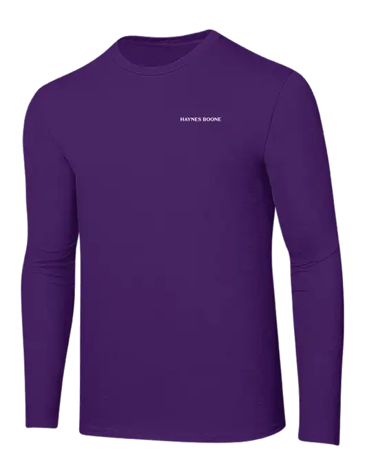 Ring Spun Purple 4.5 oz Long Sleeve T-Shirt w/Haynes & Boone Logo