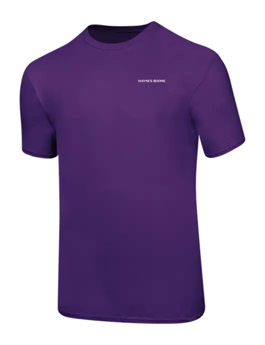 Ring Spun Purple 4.5 oz T-Shirt w/Haynes & Boone Logo