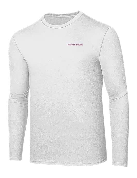 Ring Spun White 4.5 oz Long Sleeve T-Shirt w/Haynes & Boone Logo