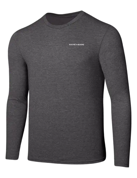 Seriously Soft Heathered Charcoal Long Sleeve T-Shirt w/Haynes & Boone Logo