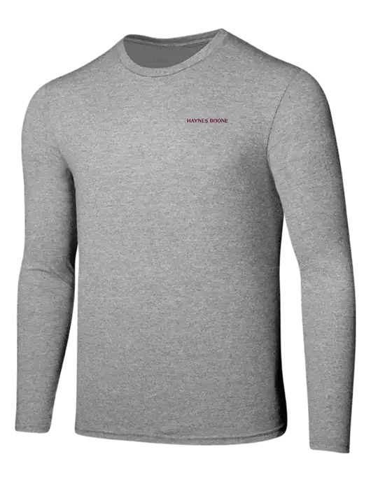 Seriously Soft Light Heathered Grey Long Sleeve T-Shirt w/Haynes & Boone Logo