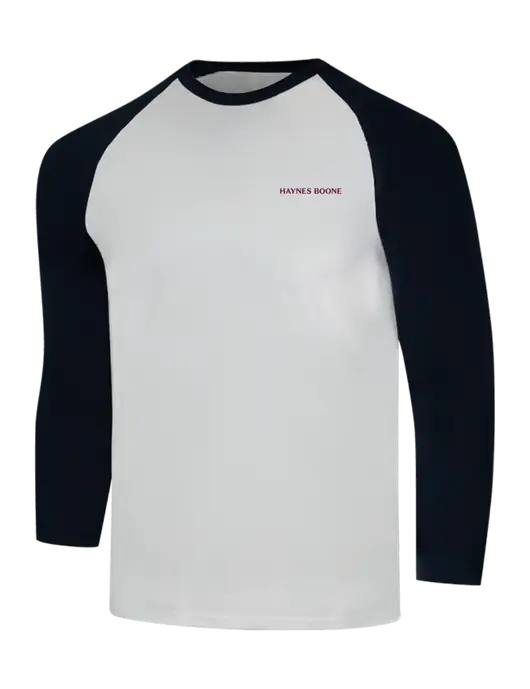 Simply Soft 3/4 Sleeve Black/White Ring Spun Cotton T-Shirt w/Haynes & Boone Logo