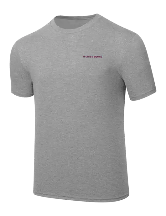 Simply Soft Heathered Light Grey 4.5oz  Poly/Combed Ring Spun Cotton T-Shirt w/Haynes & Boone Logo