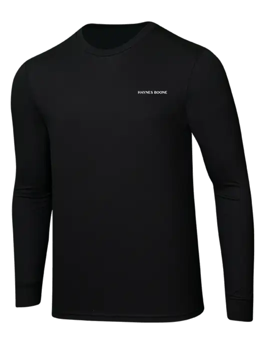 Simply Soft Long Sleeve Black 4.5 oz, Poly/Combed Ring Spun Cotton T-Shirt w/Haynes & Boone Logo
