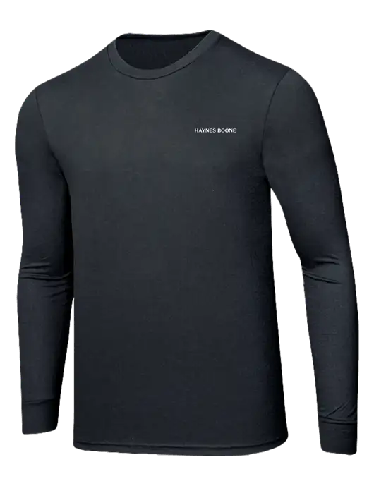 Simply Soft Long Sleeve Black Frost 4.5 oz, Poly/Combed Ring Spun Cotton T-Shirt w/Haynes & Boone Logo