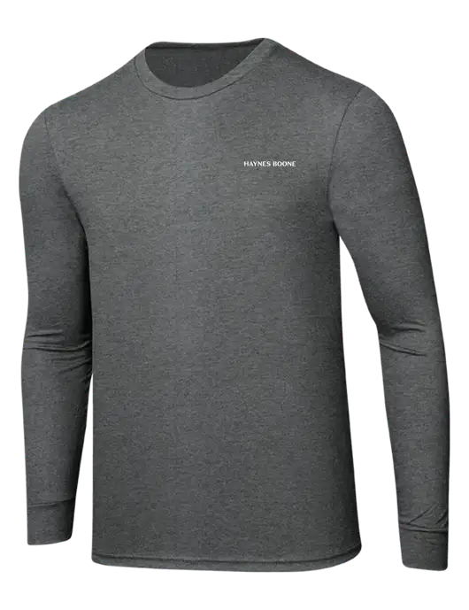 Simply Soft Long Sleeve Medium Grey Frost 4.5 oz, Poly/Combed Ring Spun Cotton T-Shirt w/Haynes & Boone Logo