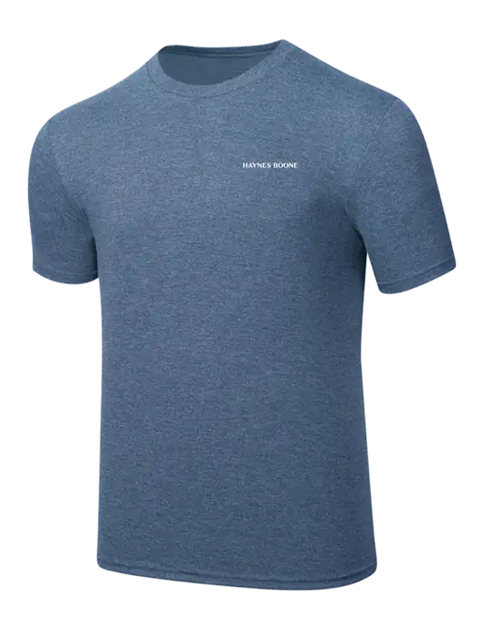 Simply Soft Light Slate Blue Heathered 4.5oz  Poly/Combed Ring Spun Cotton T-Shirt w/Haynes & Boone Logo