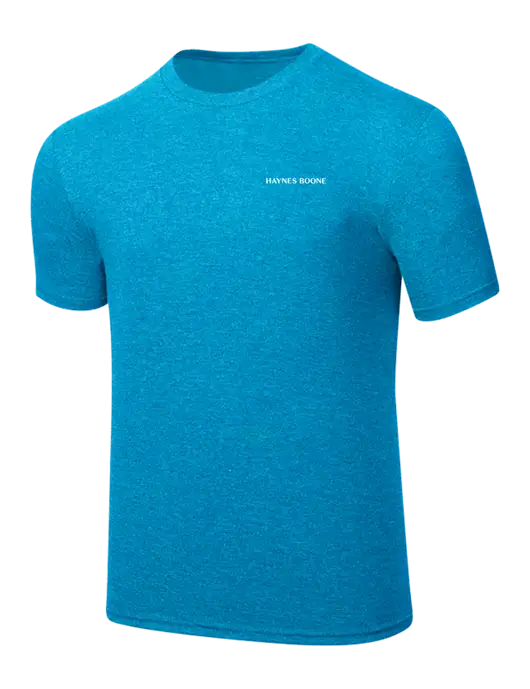 Simply Soft Sapphire Blue Frost 4.5oz  Poly/Combed Ring Spun Cotton T-Shirt w/Haynes & Boone Logo