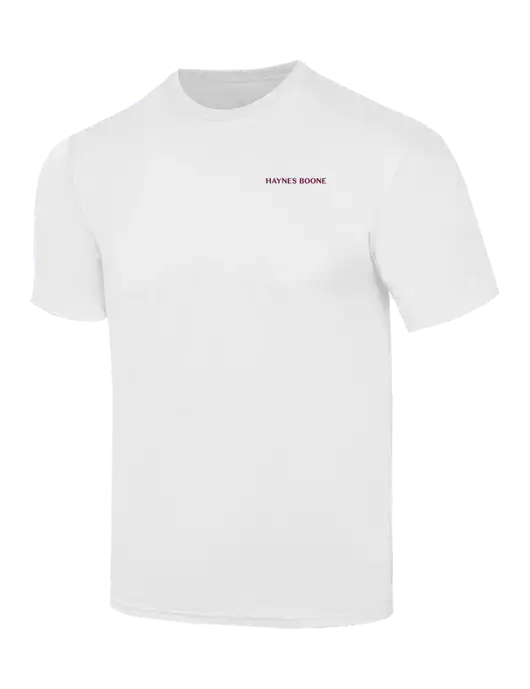 Simply Soft White 4.5oz  Poly/Combed Ring Spun Cotton T-Shirt w/Haynes & Boone Logo