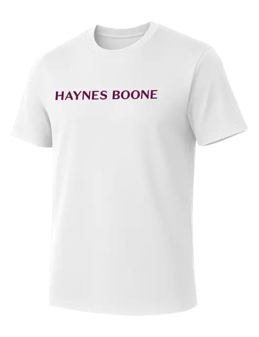 Allmade Bright White Organic Cotton Tee w/Haynes & Boone Logo