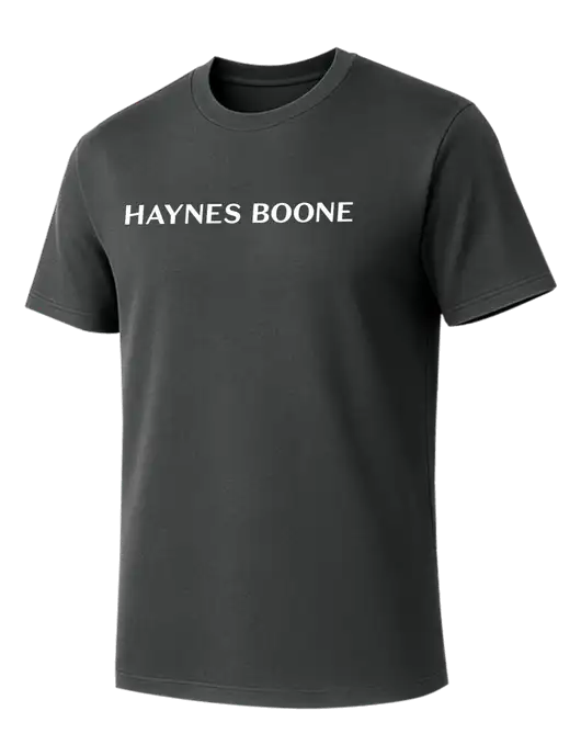 Allmade Charcoal Grey Organic Cotton Tee w/Haynes & Boone Logo