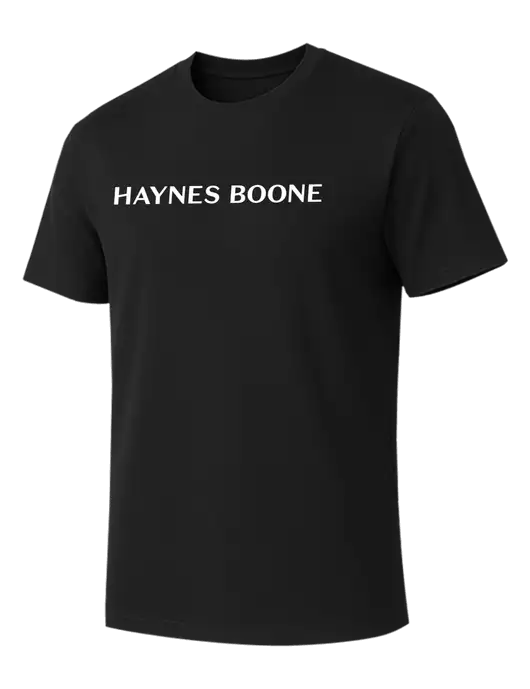 Allmade Deep Black Organic Cotton Tee w/Haynes & Boone Logo