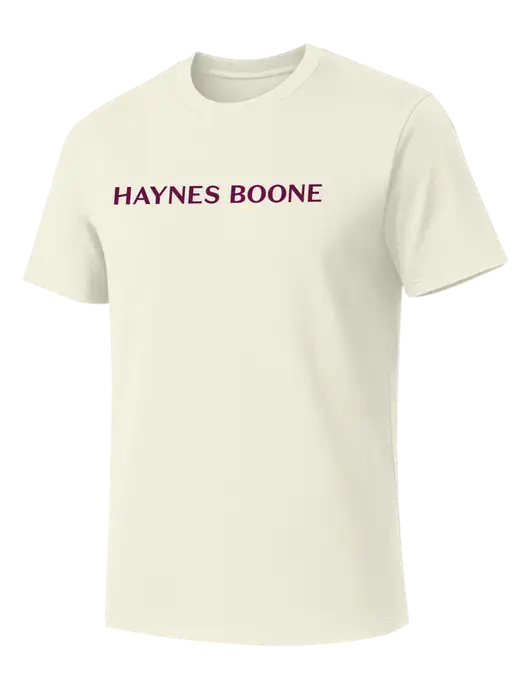 Allmade White Sand Organic Cotton Tee w/Haynes & Boone Logo