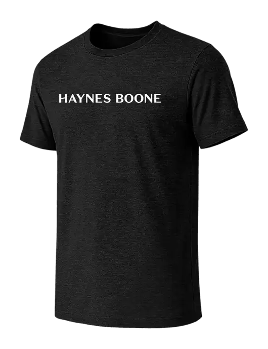 BELLA+CANVAS Black Heather CVC Short Sleeve Tee w/Haynes & Boone Logo