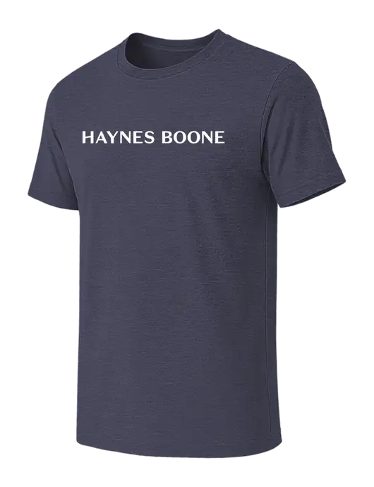 BELLA+CANVAS Heather Navy CVC Short Sleeve Tee w/Haynes & Boone Logo