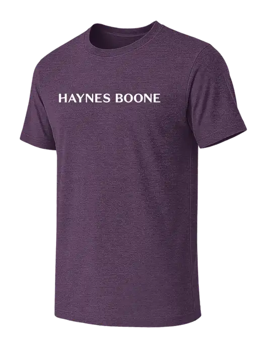 BELLA+CANVAS Heather Purple CVC Short Sleeve Tee w/Haynes & Boone Logo