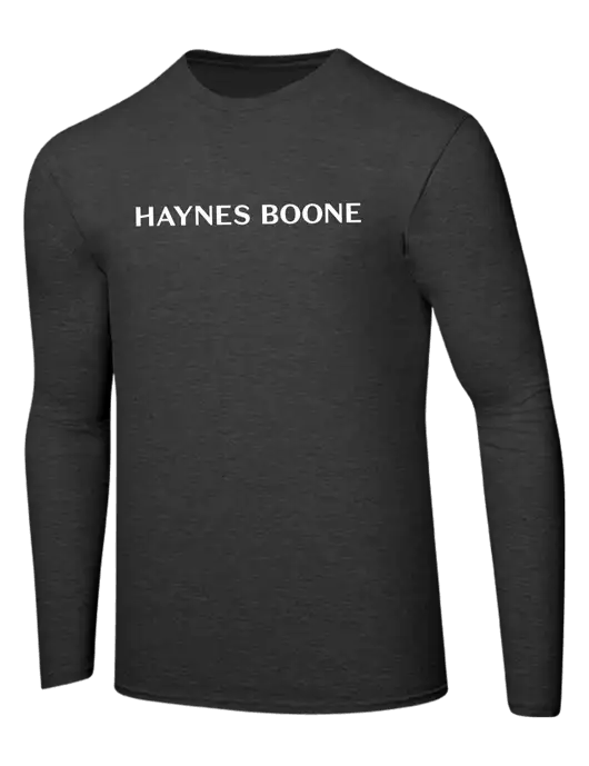 Ring Spun Dark Heather Grey 4.5 oz Long Sleeve T-Shirt w/Haynes & Boone Logo