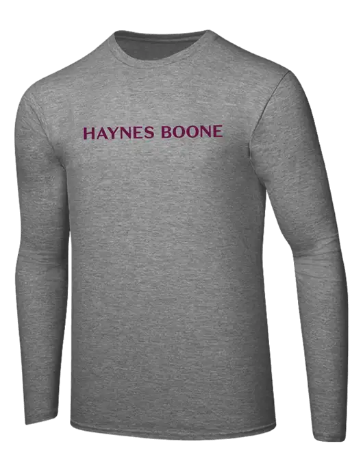 Ring Spun Light Heather Grey 4.5 oz Long Sleeve T-Shirt w/Haynes & Boone Logo