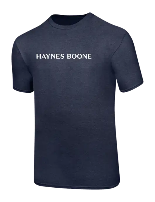 Ring Spun Heather Navy 4.5 oz T-Shirt w/Haynes & Boone Logo