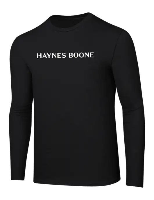 Ring Spun Jet Black 4.5 oz Long Sleeve T-Shirt w/Haynes & Boone Logo