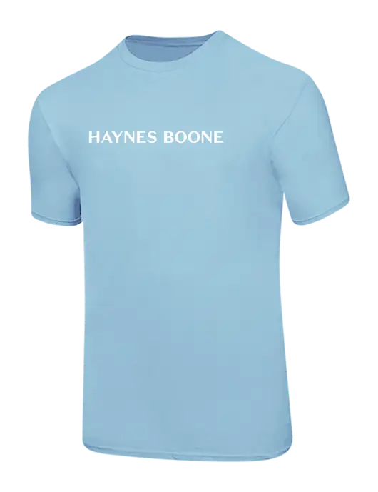Ring Spun Light Blue 4.5 oz T-Shirt w/Haynes & Boone Logo