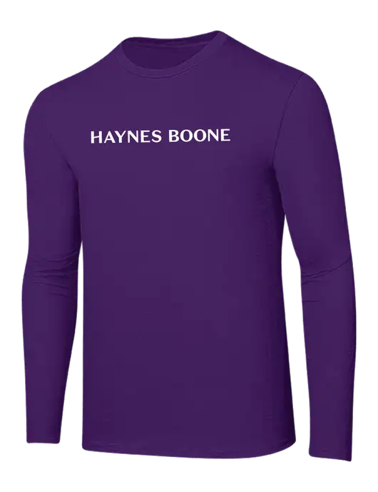 Ring Spun Purple 4.5 oz Long Sleeve T-Shirt w/Haynes & Boone Logo