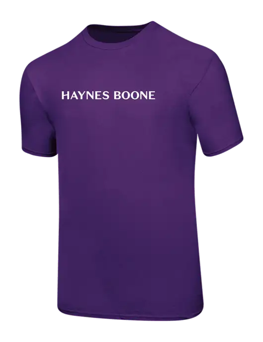 Ring Spun Purple 4.5 oz T-Shirt w/Haynes & Boone Logo