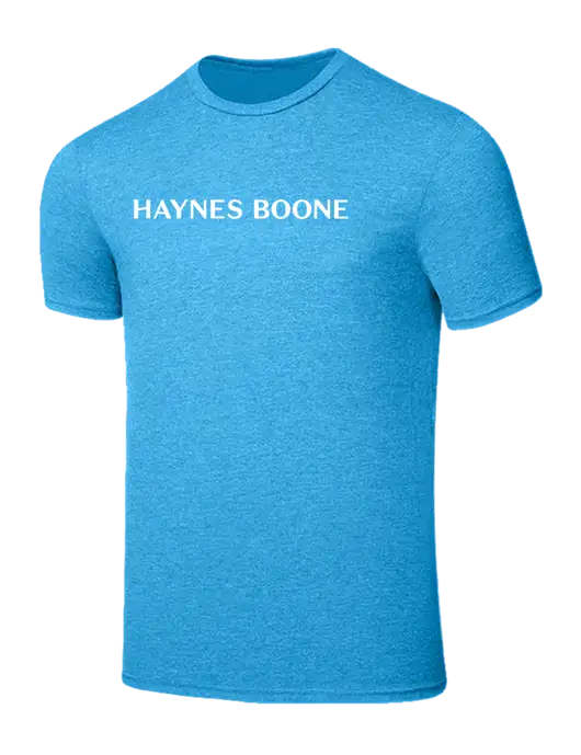 Seriously Soft Heathered Sapphire Blue T-Shirt w/Haynes & Boone Logo