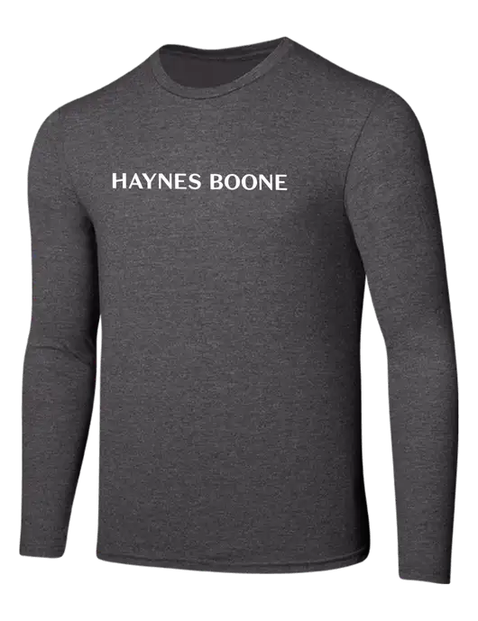 Seriously Soft Heathered Charcoal Long Sleeve T-Shirt w/Haynes & Boone Logo