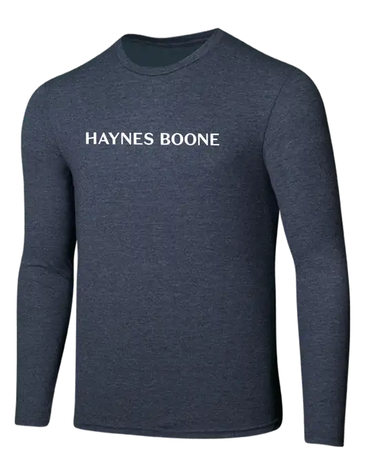 Seriously Soft Heathered Navy Long Sleeve T-Shirt w/Haynes & Boone Logo