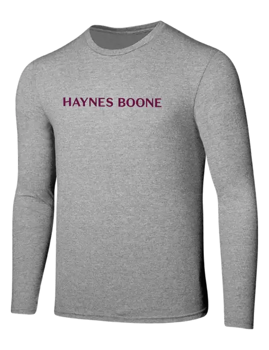 Seriously Soft Light Heathered Grey Long Sleeve T-Shirt w/Haynes & Boone Logo