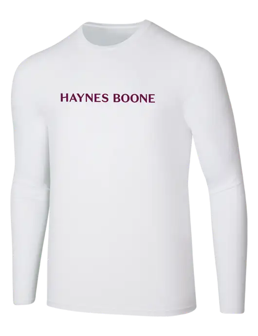 Seriously Soft White Long Sleeve T-Shirt w/Haynes & Boone Logo