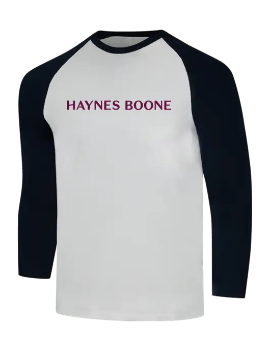 Simply Soft 3/4 Sleeve Black/White Ring Spun Cotton T-Shirt w/Haynes & Boone Logo