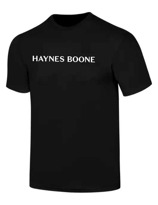 Simply Soft Black 4.5oz  Poly/Combed Ring Spun Cotton T-Shirt w/Haynes & Boone Logo
